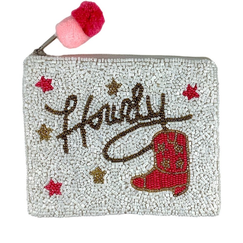 SEED BEAD COIN BAG - HOWDY 