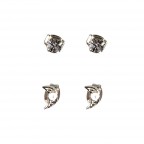 SMALL STUD MOON EARRINGS - SILVER 