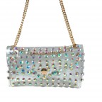 RHINESTONE BELT BAG WITH CHAIN STRAP - IRIDESCENT GEM
