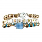 STRECHABLE PICKLEBALL BRACELET - BLUE & WHITE 
