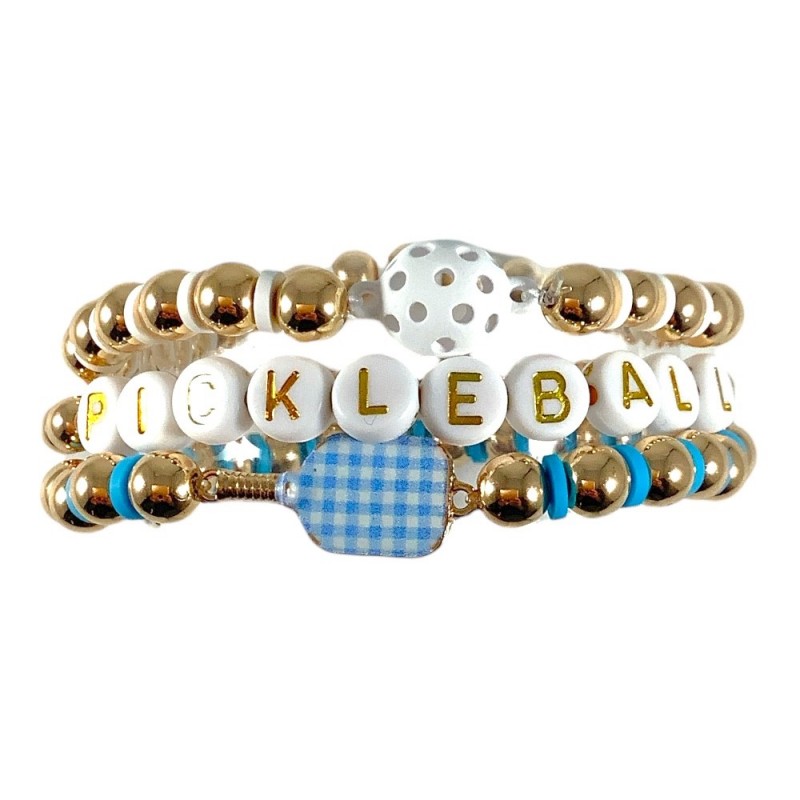 STRECHABLE PICKLEBALL BRACELET - BLUE & WHITE 