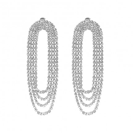 RHINESTONE EARRINGS - SILVER
