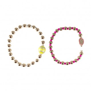 STRETCHABLE TENNIS BRACELET - PINK & WHITE 