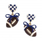 FOOTBALL DROP EARRINGS - BLUE & WHITE 