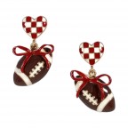 FOOTBALL DROP EARRINGS - RED & WHITE 
