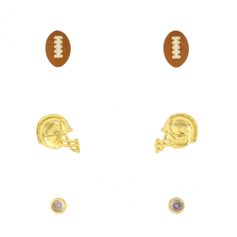  STUD GOLD DIPPED EARRINGS - FOOTBALL 