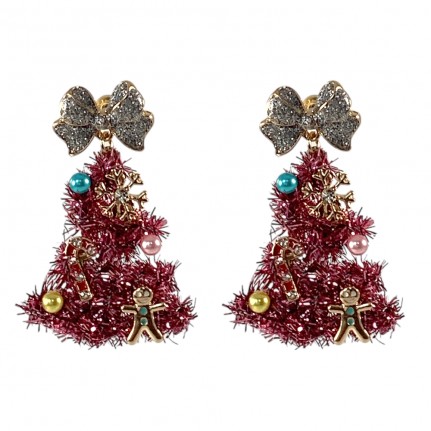 CHRISTMAS TREE EARRINGS - PINK