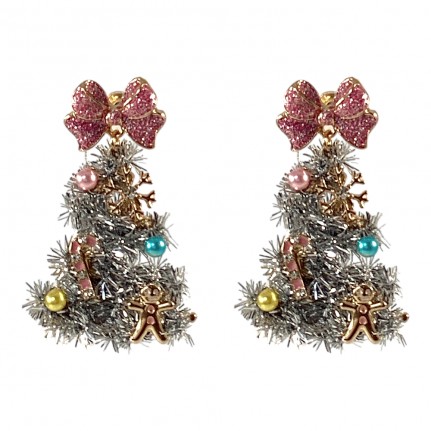 CHRISTMAS TREE EARRINGS - SILVER 