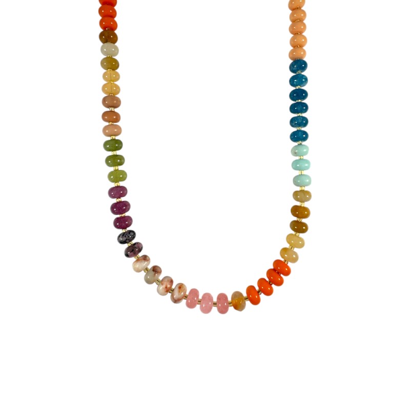 BEADED NECKLACE - BROWN 