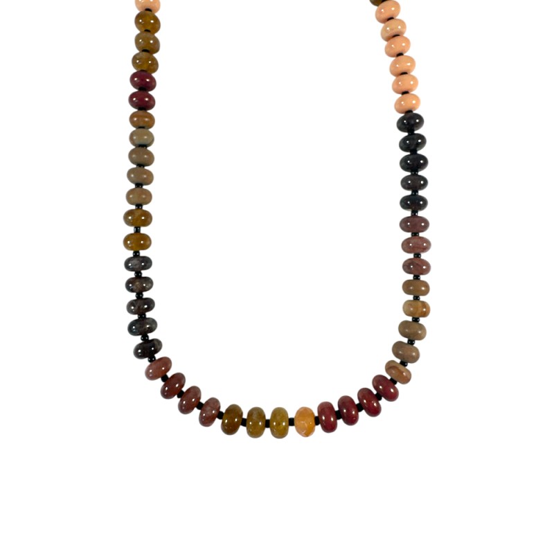BEADED NECKLACE - DARK BROWN 