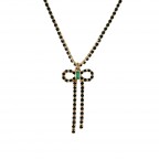 RHINESTONE NECKLACE BOW - EMERALD 