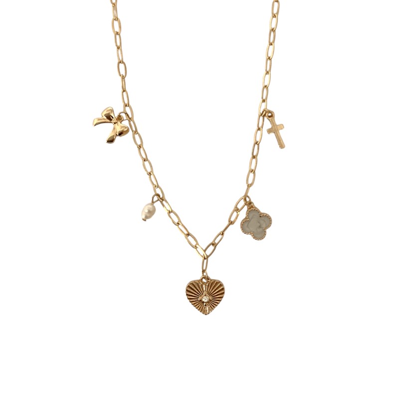 CLOVER CHARM NECKLACE - CREAM