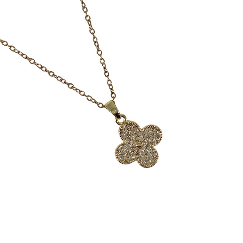 BRASS NECKLACE - CLOVER 