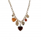 HEART CHARM NECKLACE - BROWN 