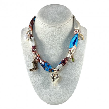 SCARF CHARM NECKLACE - BLUE 