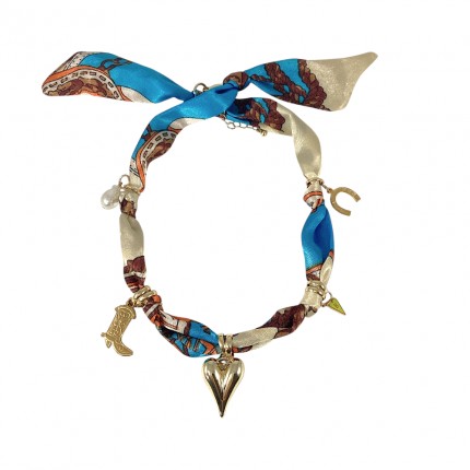 SCARF CHARM NECKLACE - BLUE 