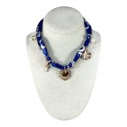 SCARF CHARM NECKLACE - NAVY
