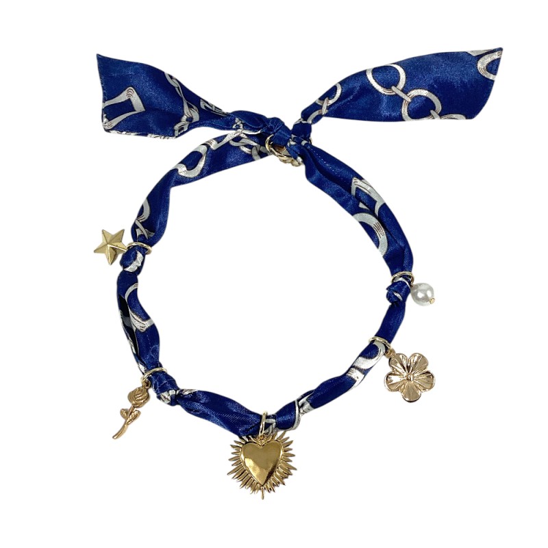 SCARF CHARM NECKLACE - NAVY