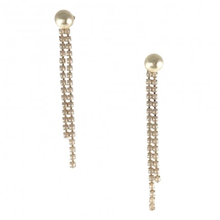 GOLD DIPPED DRESSY EARRINGS - PEARL 