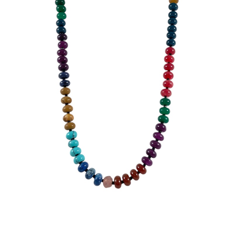 COLORFUL BEADED NECKLACE - DARK MULTI MIX 2