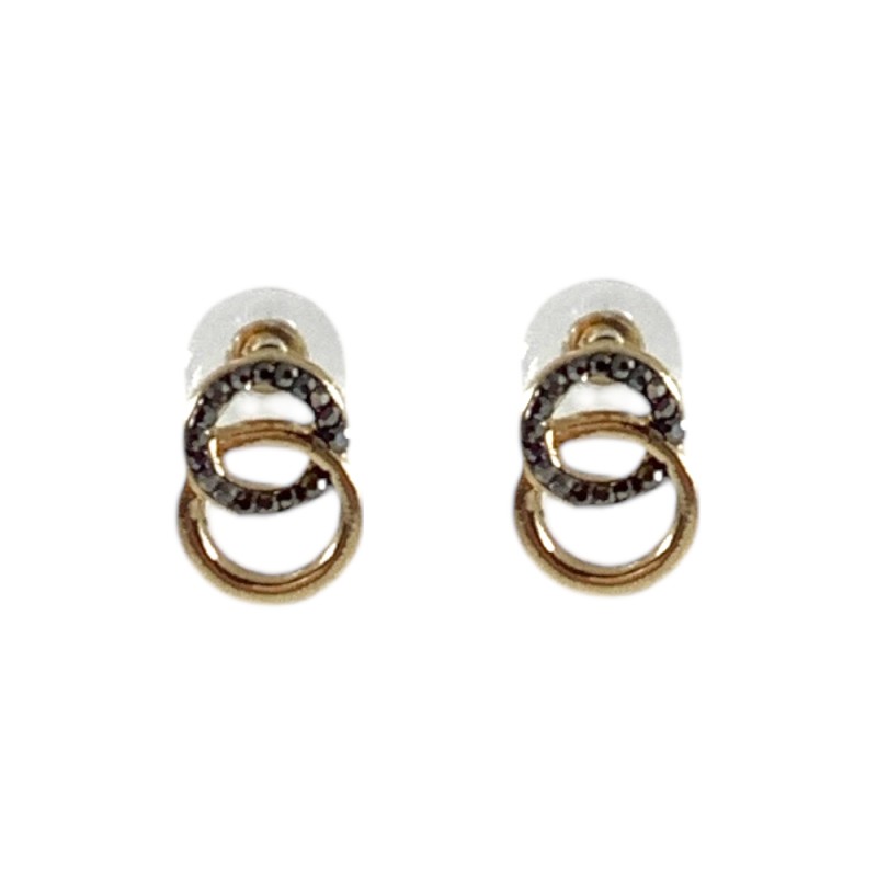 HEMATITE STUD EARRINGS - GOLD 