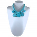  BEADED STONE NECKLACE - TURQUOISE 