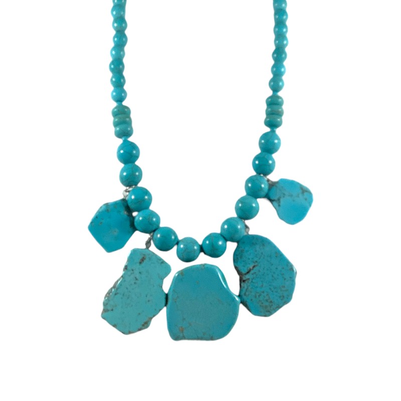  BEADED STONE NECKLACE - TURQUOISE 