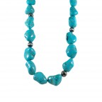 STONE & BLACK PEARLS NECKLACE - TURQUOISE 