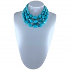 TRIPLE STRAND STONE NECKLACE - TURQUOISE 