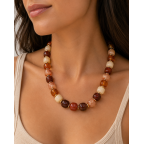 CHUNKY RESIN NECKLACE - BROWN 