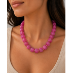 CHUNKY RESIN NECKLACE - HOT PINK 