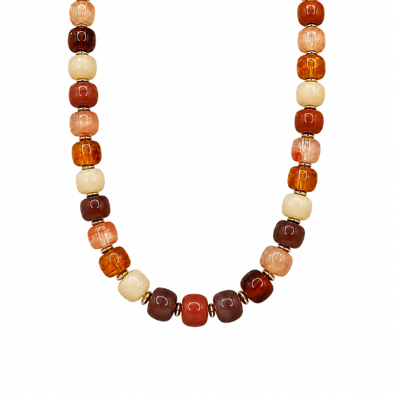 CHUNKY RESIN NECKLACE - BROWN 