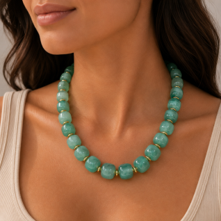 CHUNKY RESIN NECKLACE - LIGHT GREEN 