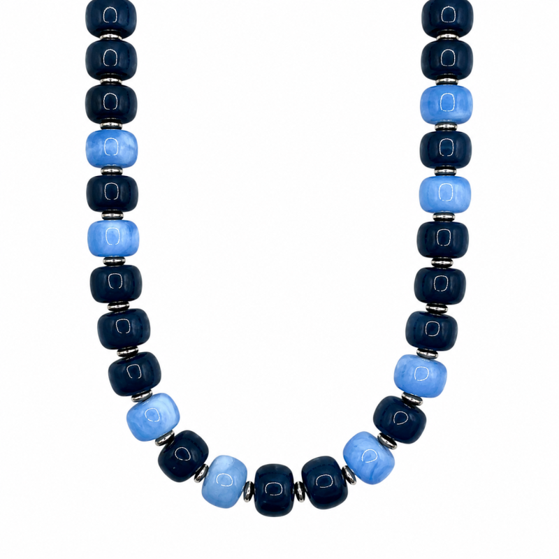 CHUNKY RESIN NECKLACE - BLUE 