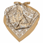 PRINT SILK SCARF - CAMEL 