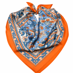 PRINT SILK SCARF - ORANGE 