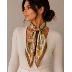 PRINT SILK SCARF- LIGHT CAMEL 
