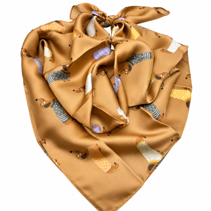 PRINT SILK SCARF - BEIGE 