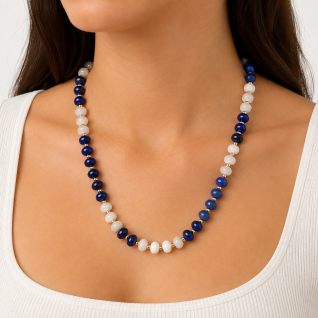 GAMEDAY NECKLACE - BLUE & WHITE 