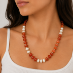 GAMEDAY NECKLACE - ORANGE & WHITE 