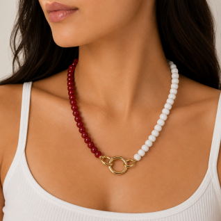 GAMEDAY NECKLACE - WHITE & RED 