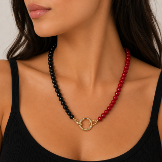 GAMEDAY NECKLACE - RED & BLACK 