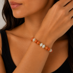 STONE BRACELET - WHITE & ORANGE 