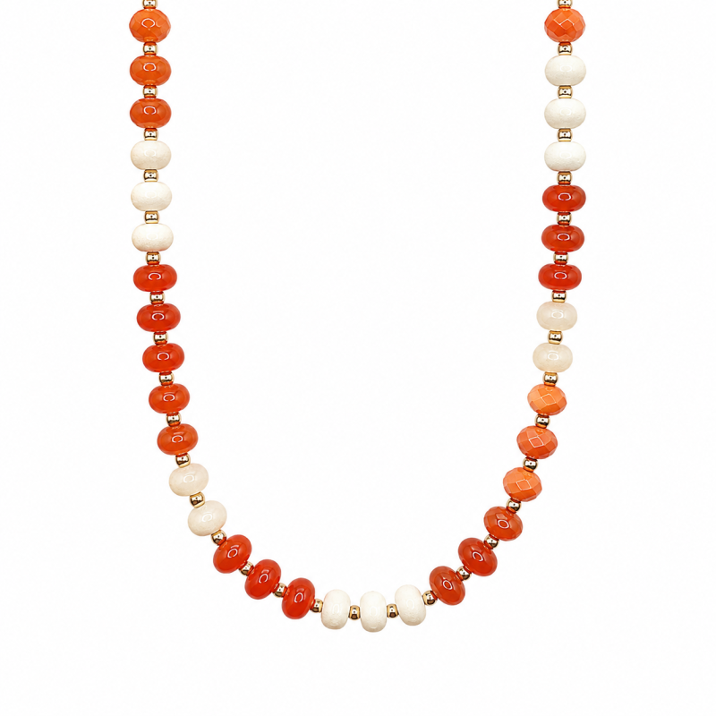GAMEDAY NECKLACE - ORANGE & WHITE 
