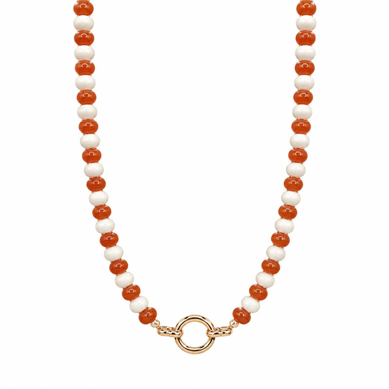 GAMEDAY NECKLACE - WHITE & ORANGE 
