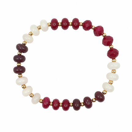 STONE BRACELET - WHITE & RED 