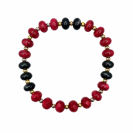 STONE BRACELET - RED & BLACK 