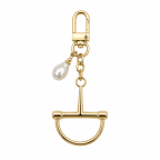HORSEBIT PEARL BAG CHARM - GOLD 