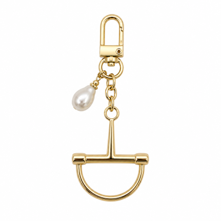 HORSEBIT PEARL BAG CHARM - GOLD 