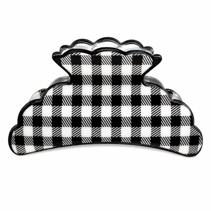 CHECKERED CLAW HAIR CLIP - BLACK 